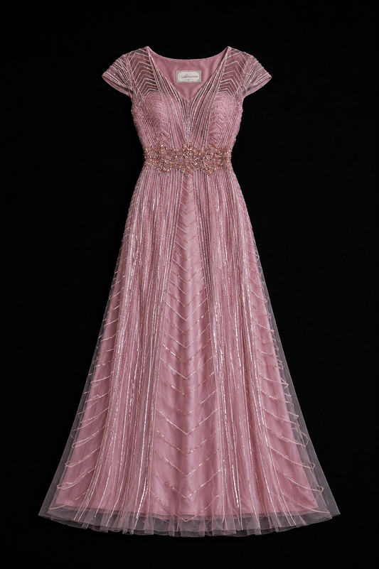 Blush Radiance Beaded Gala Gown