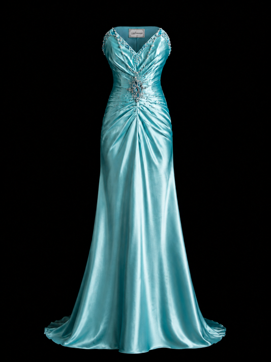 Azure Pearl Mermaid Evening Dress