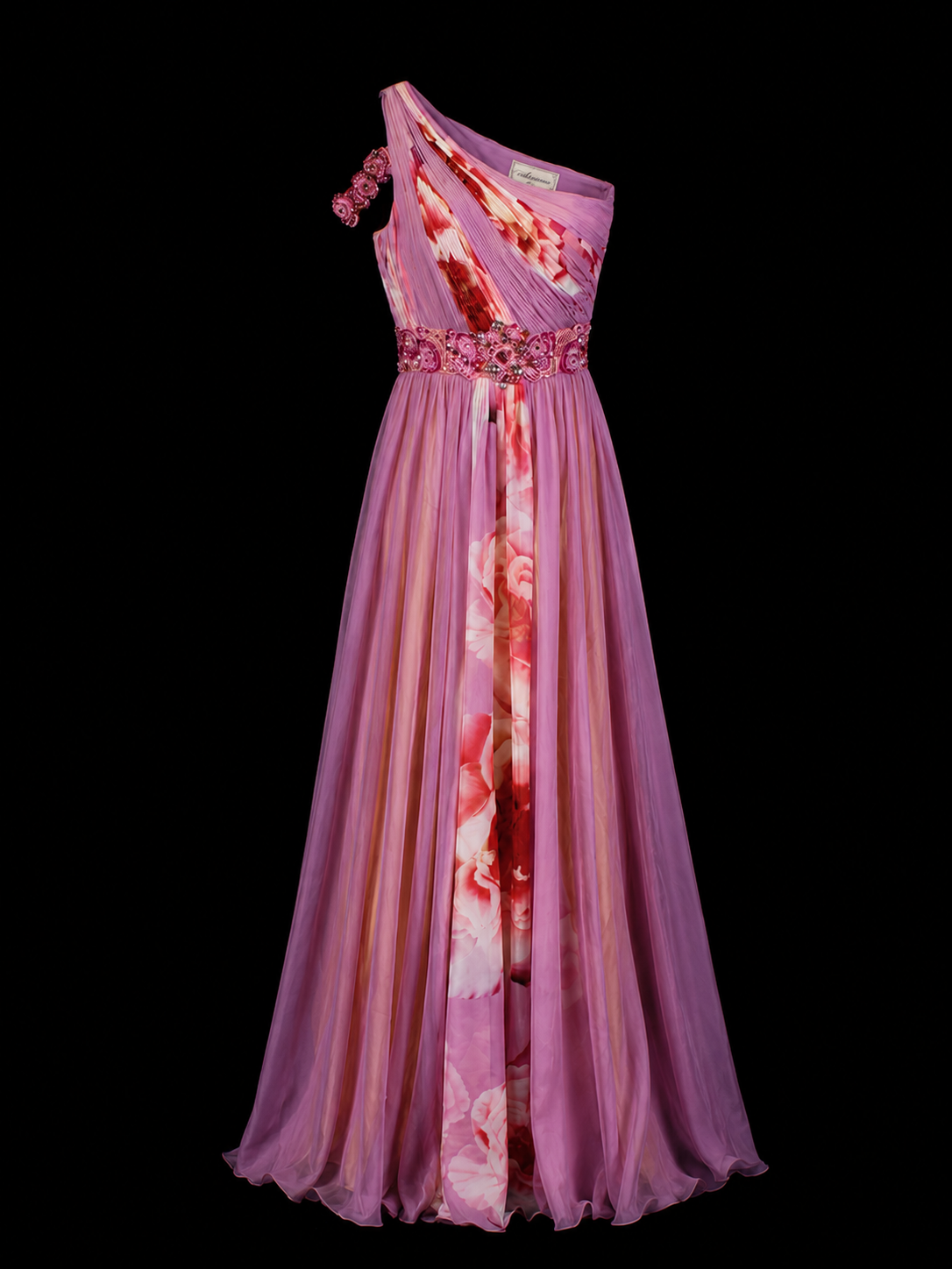 Floral Symphony One-Shoulder Gown