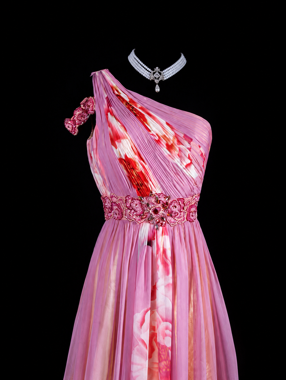 Floral Symphony One-Shoulder Gown