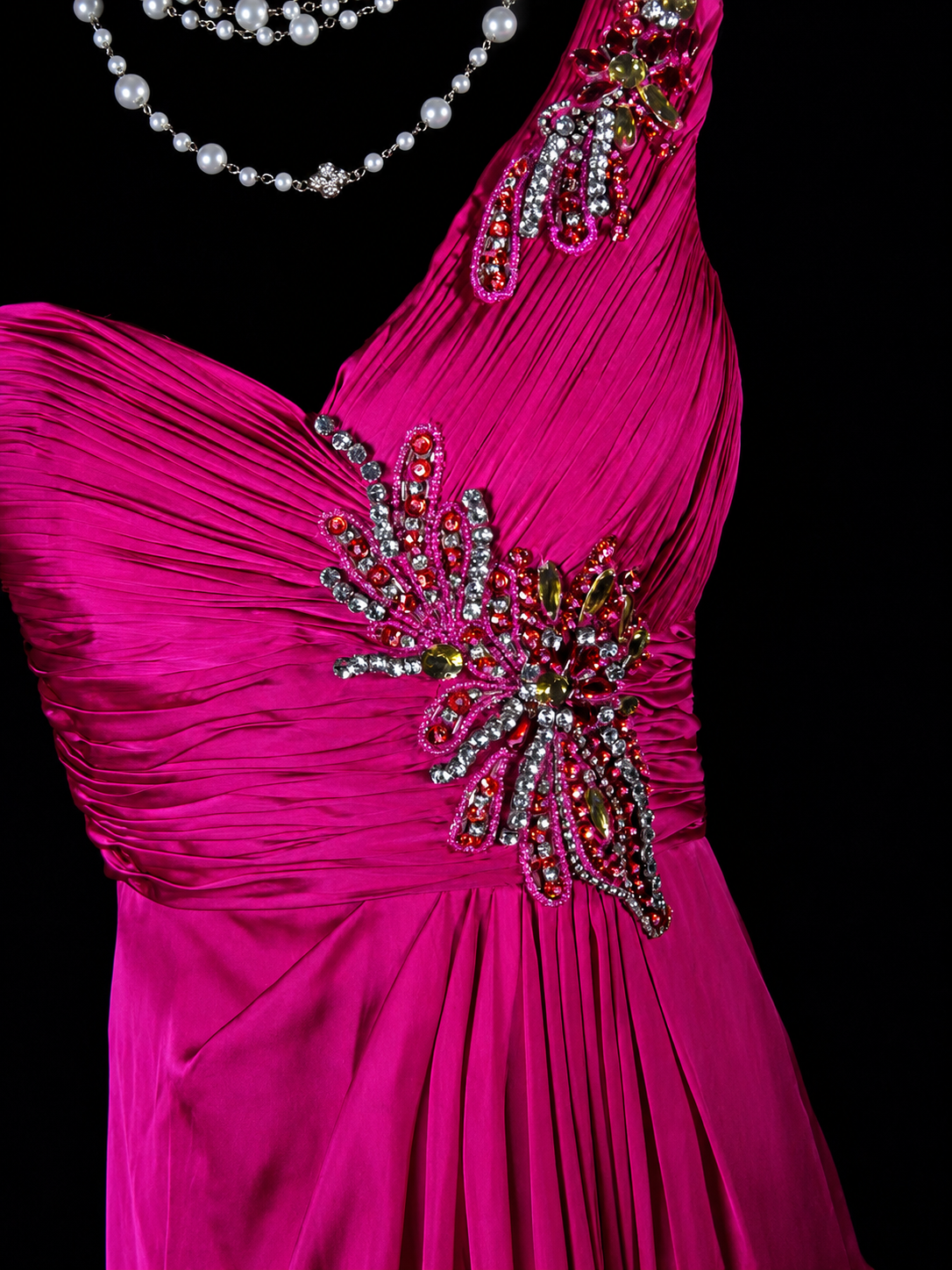 Vintage Rose One-Shoulder Gala Gown