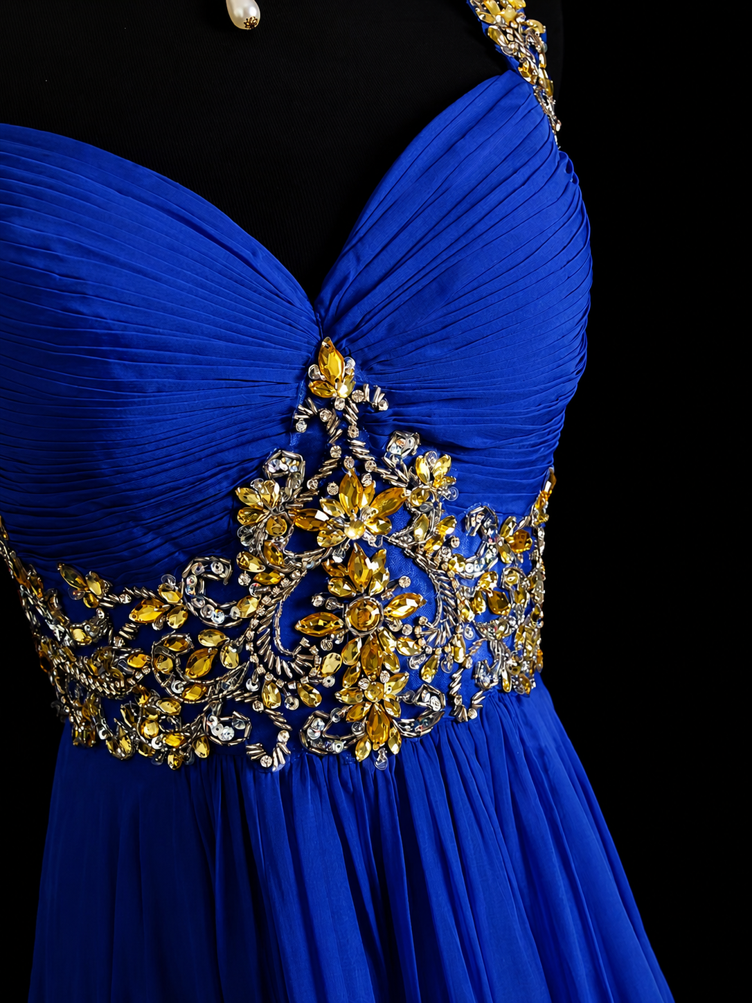 Royal Sapphire Beaded Elegance Gown