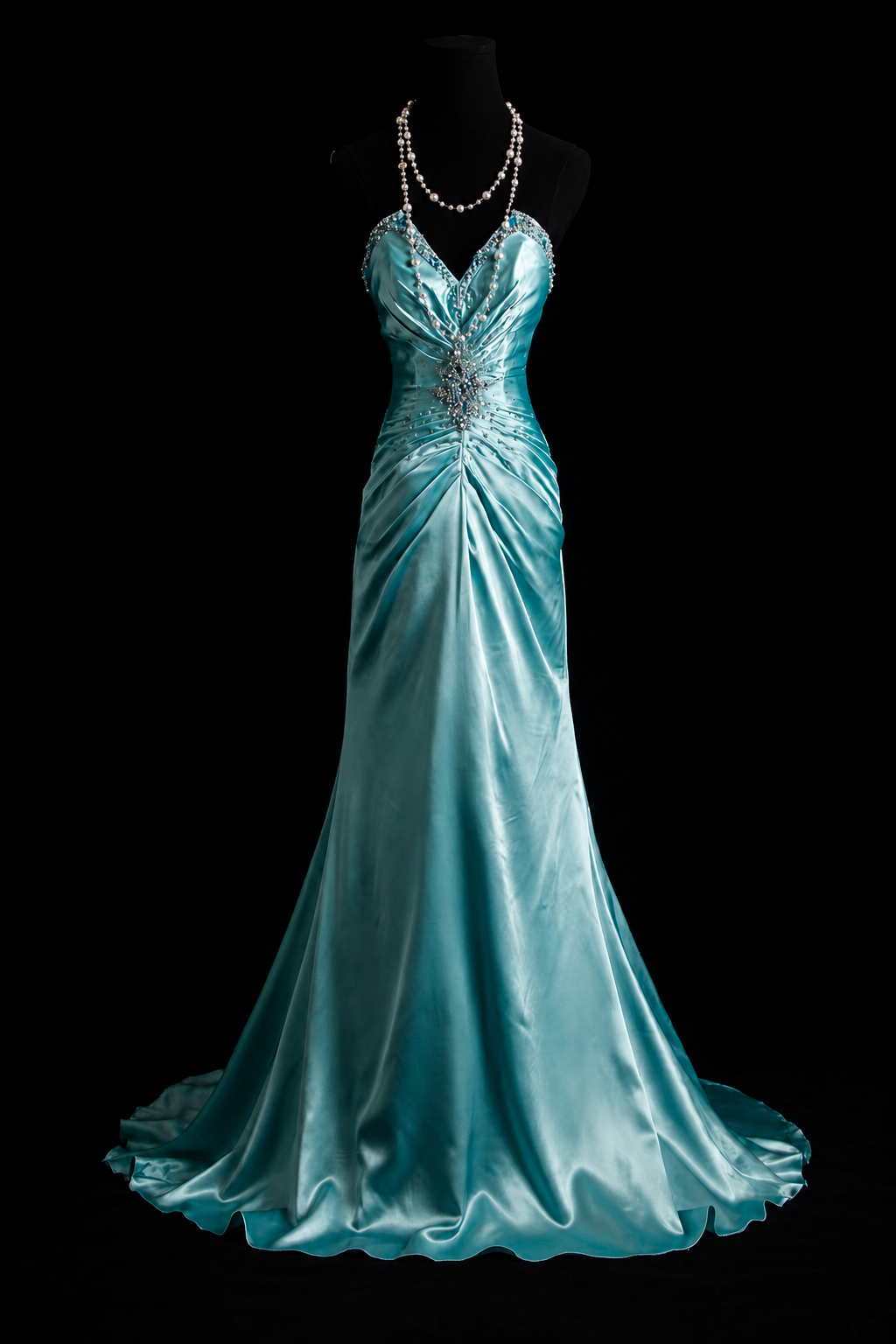 Azure Pearl Mermaid Evening Dress