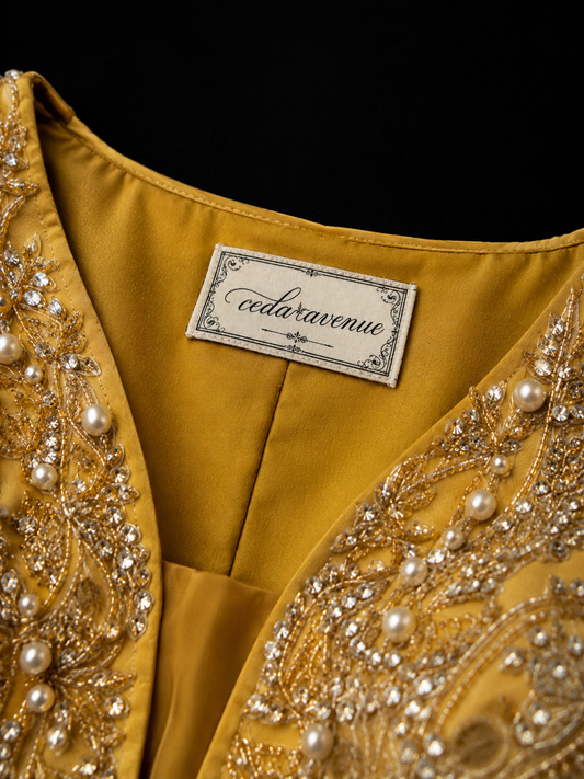 Golden Saffron Split Hem Gown