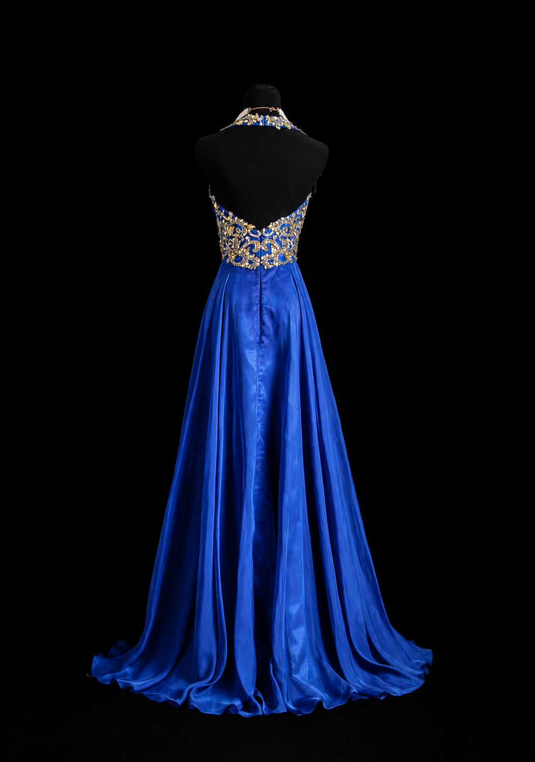 Royal Sapphire Beaded Elegance Gown