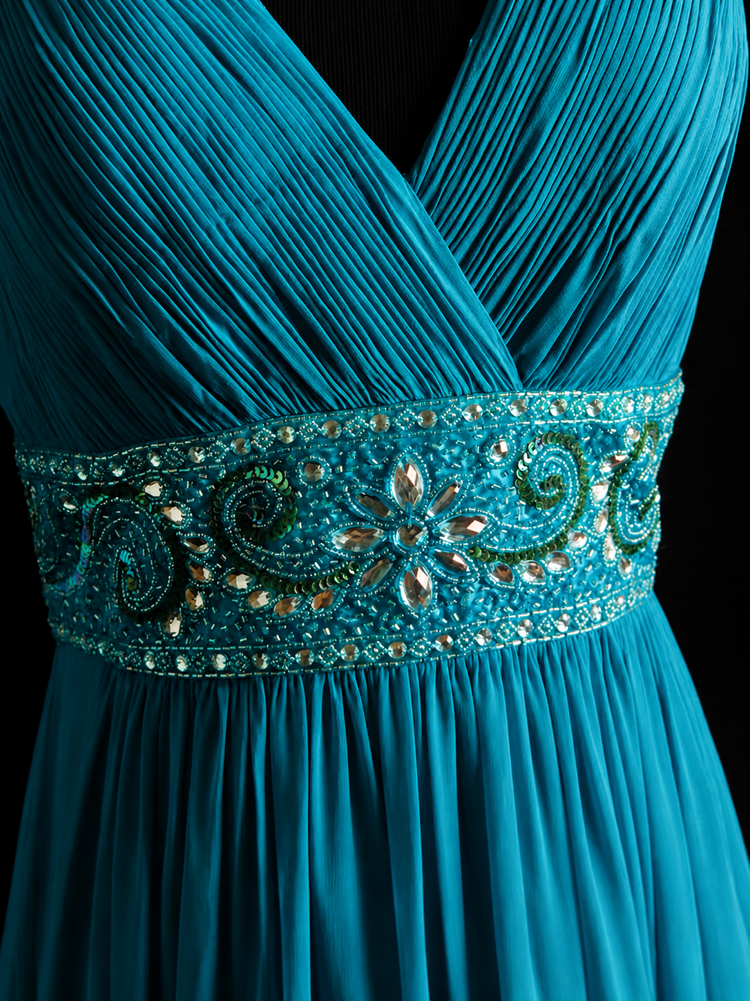 Peacock Breeze Chiffon Maxi Dress