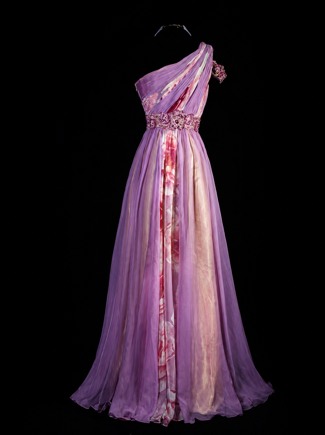 Floral Symphony One-Shoulder Gown