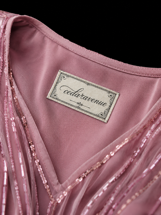 Blush Radiance Beaded Gala Gown