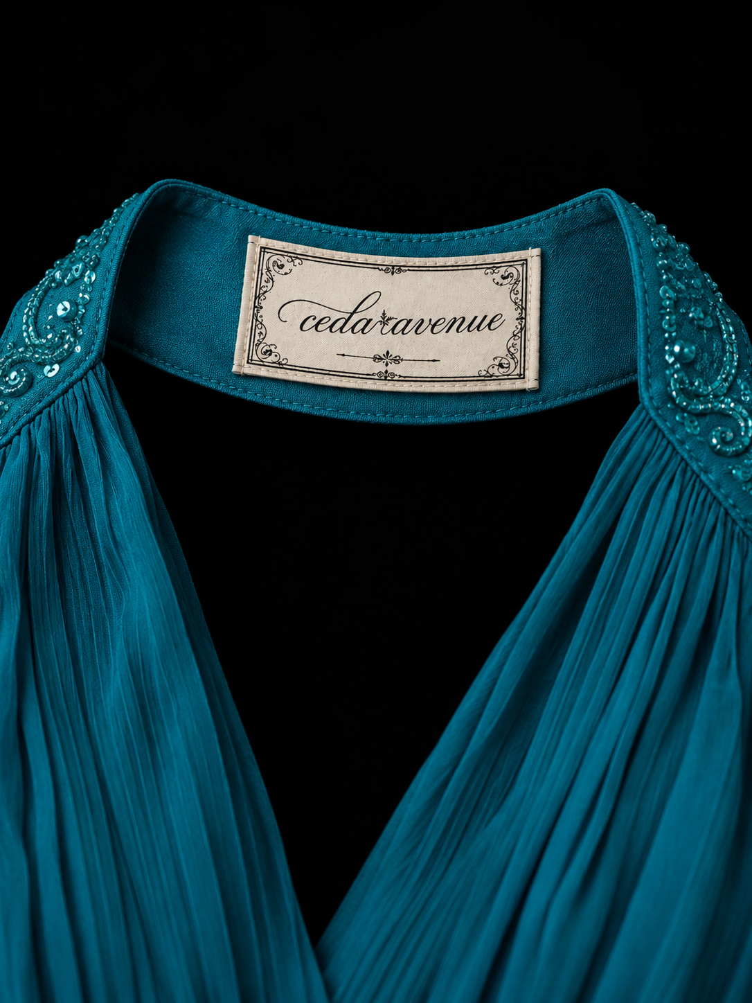 Peacock Breeze Chiffon Maxi Dress