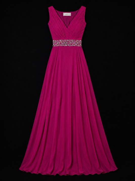 Fuchsia Heritage Draped Evening Dress