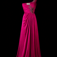 Vintage Rose One-Shoulder Gala Gown