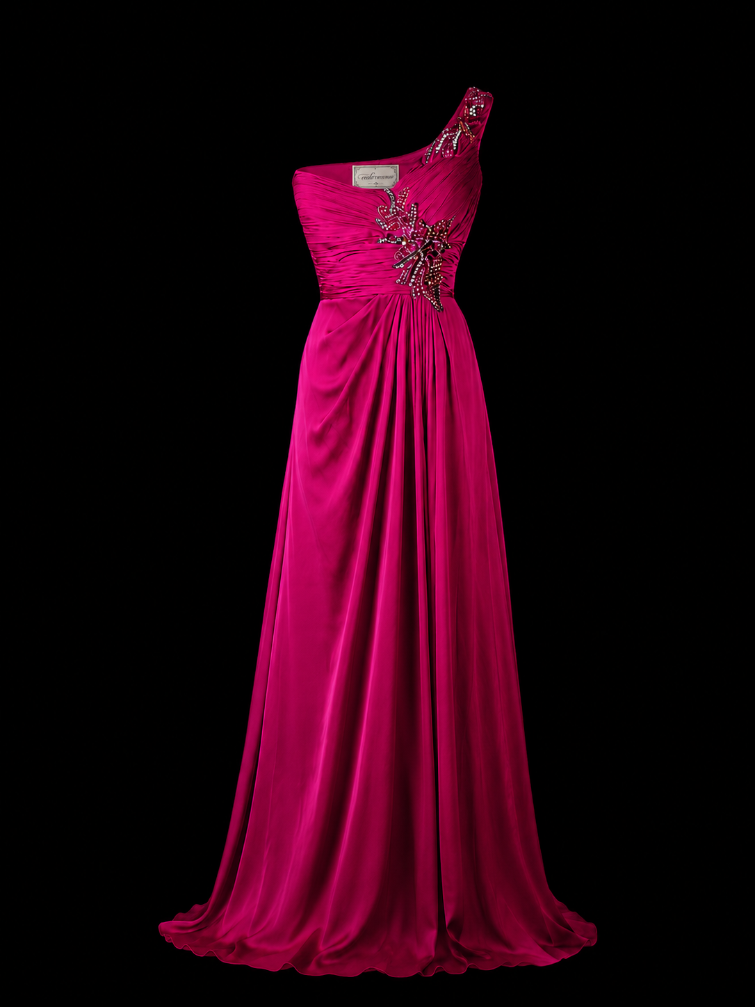 Vintage Rose One-Shoulder Gala Gown
