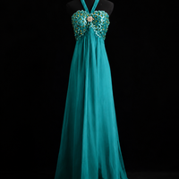 Emerald Breeze Halter Maxi Dress