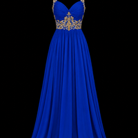 Royal Sapphire Beaded Elegance Gown