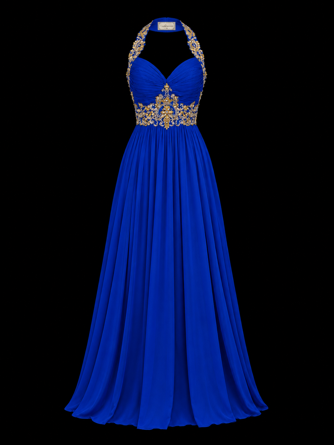Royal Sapphire Beaded Elegance Gown