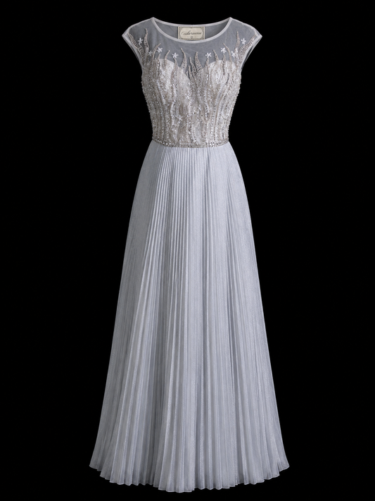 Silver Mist Pleated Ballroom Dress