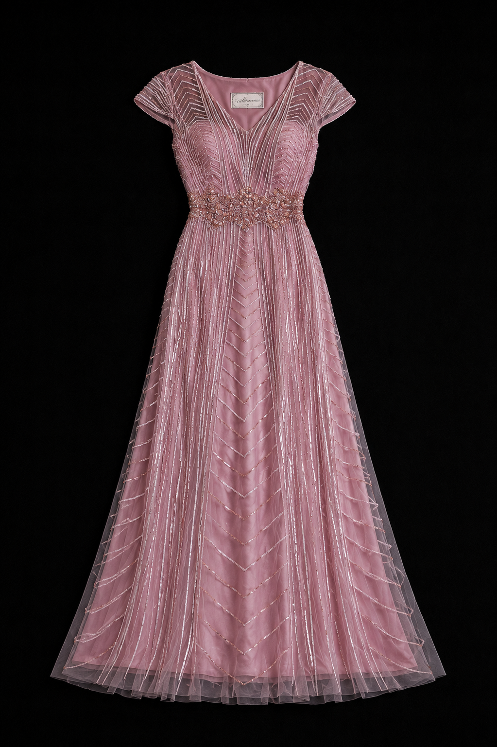 Blush Radiance Beaded Gala Gown