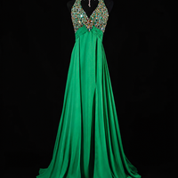 Emerald Prestige Beaded Evening Dress