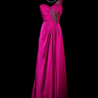 Vintage Rose One-Shoulder Gala Gown