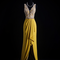 Golden Saffron Split Hem Gown