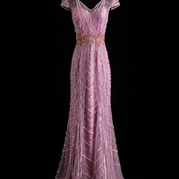 Blush Radiance Beaded Gala Gown