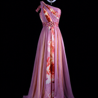 Floral Symphony One-Shoulder Gown