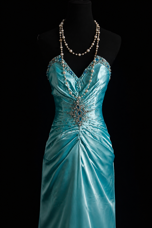 Azure Pearl Mermaid Evening Dress