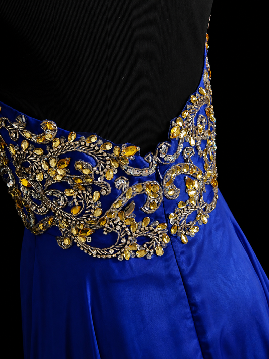 Royal Sapphire Beaded Elegance Gown