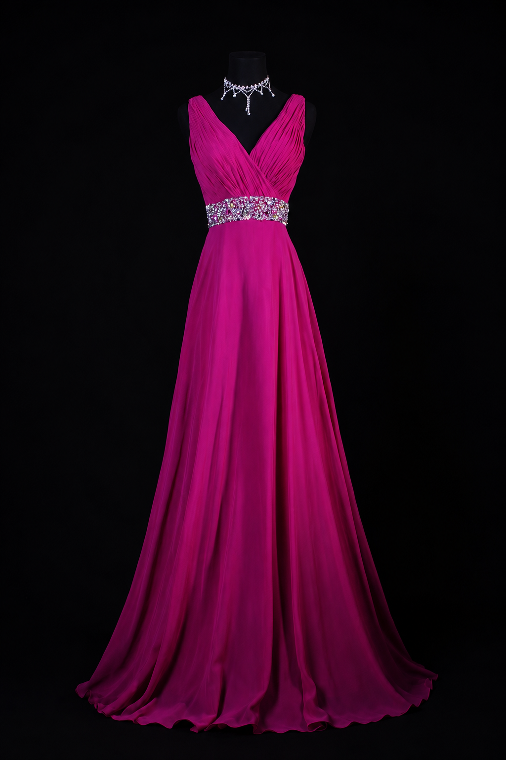 Fuchsia Heritage Draped Evening Dress