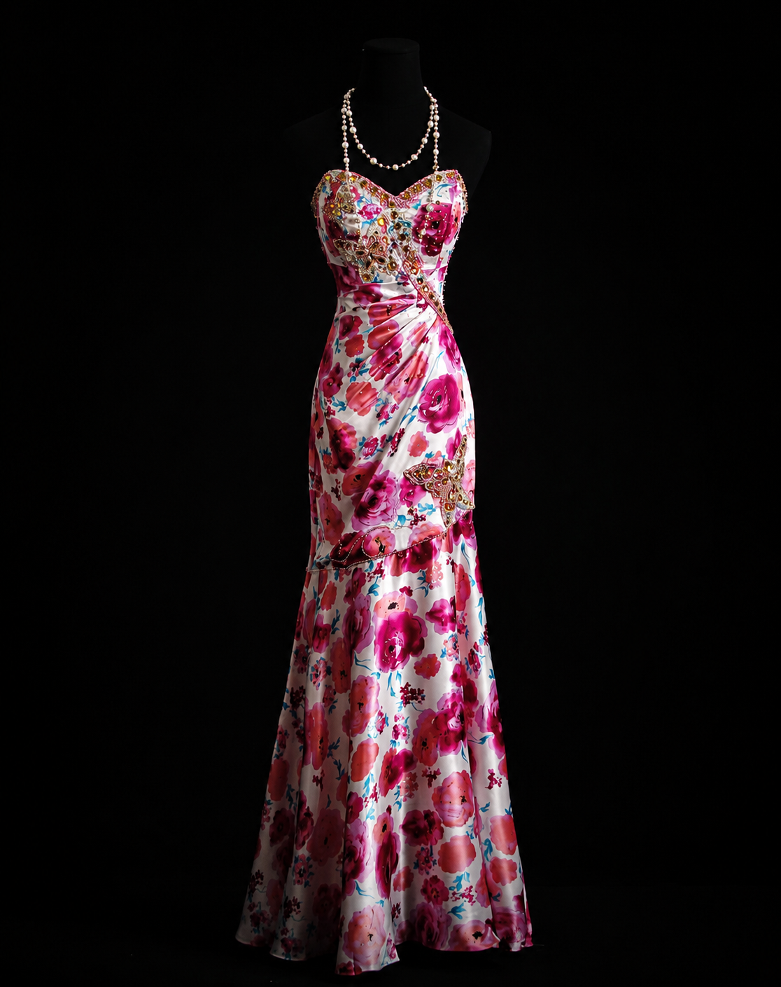 Imperial Bloom Satin Mermaid Gown