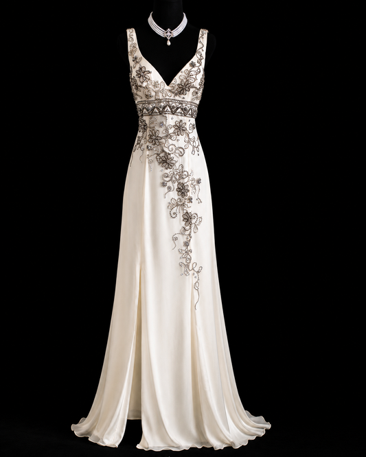 Silken Charm Elegant Evening Gown
