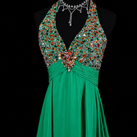 Emerald Prestige Beaded Evening Dress