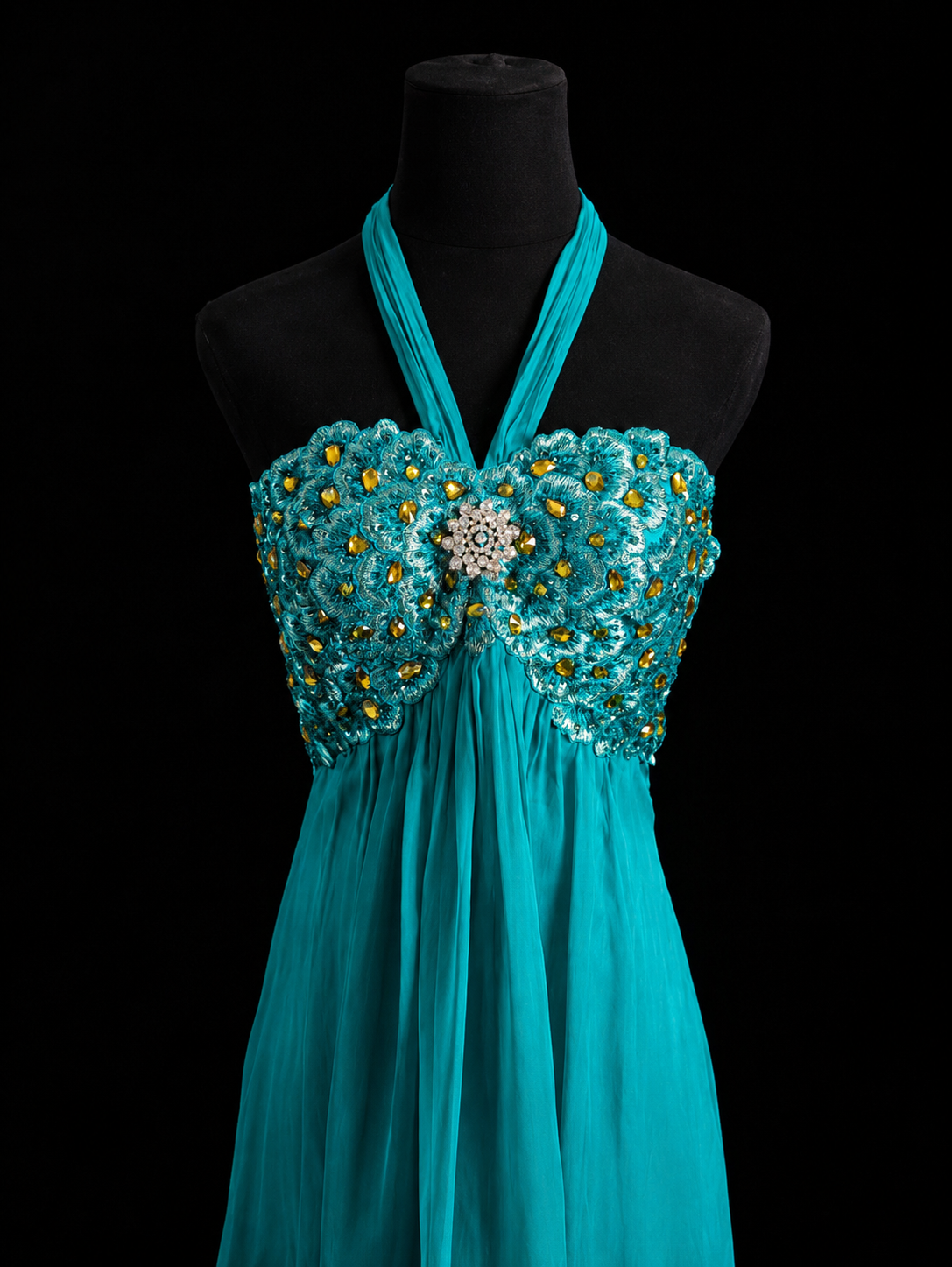 Emerald Breeze Halter Maxi Dress