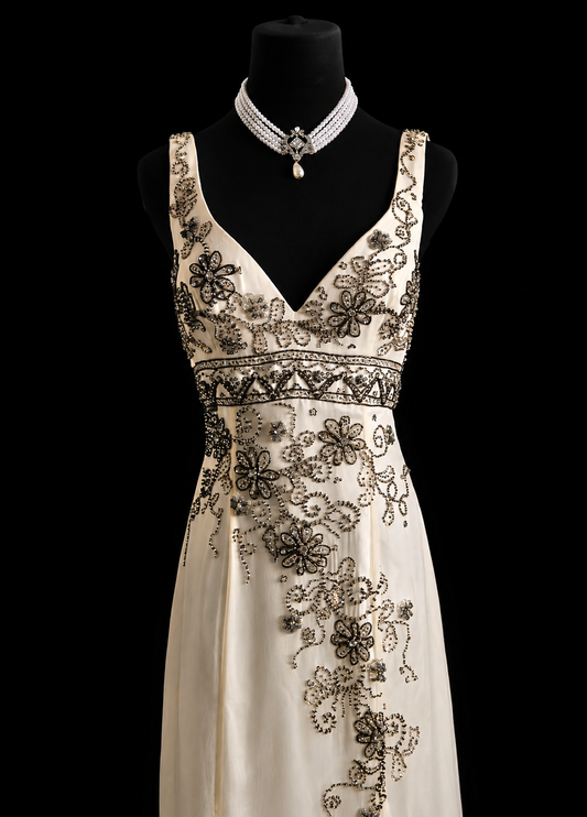 Silken Charm Elegant Evening Gown