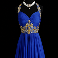 Royal Sapphire Beaded Elegance Gown