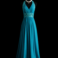Peacock Breeze Chiffon Maxi Dress