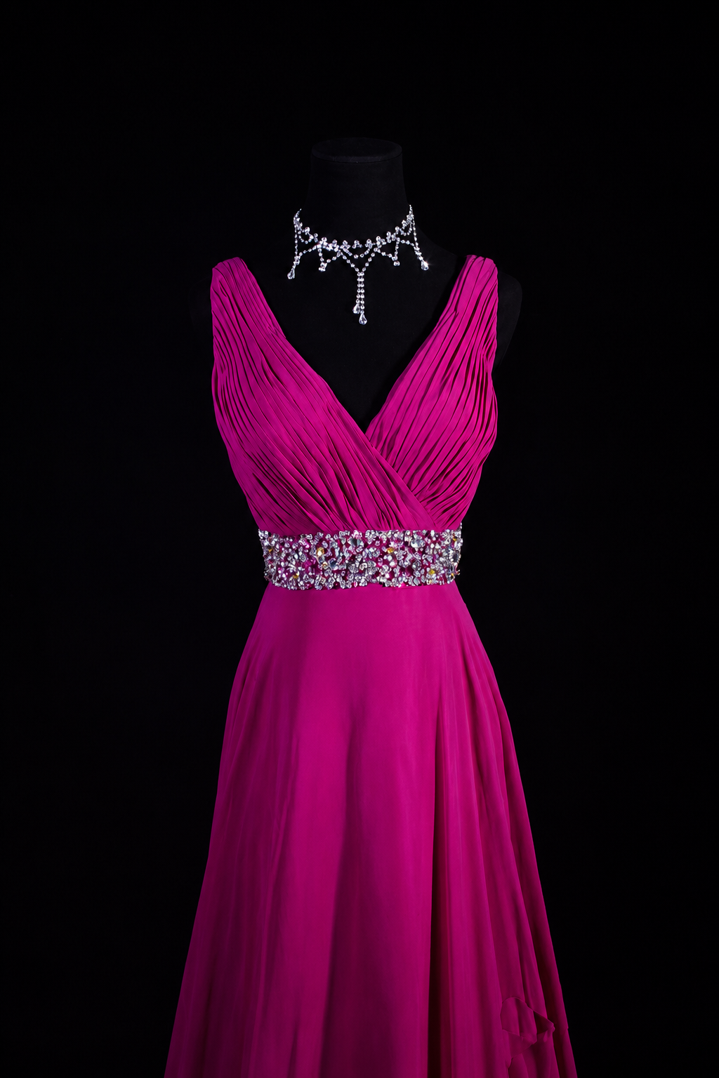 Fuchsia Heritage Draped Evening Dress
