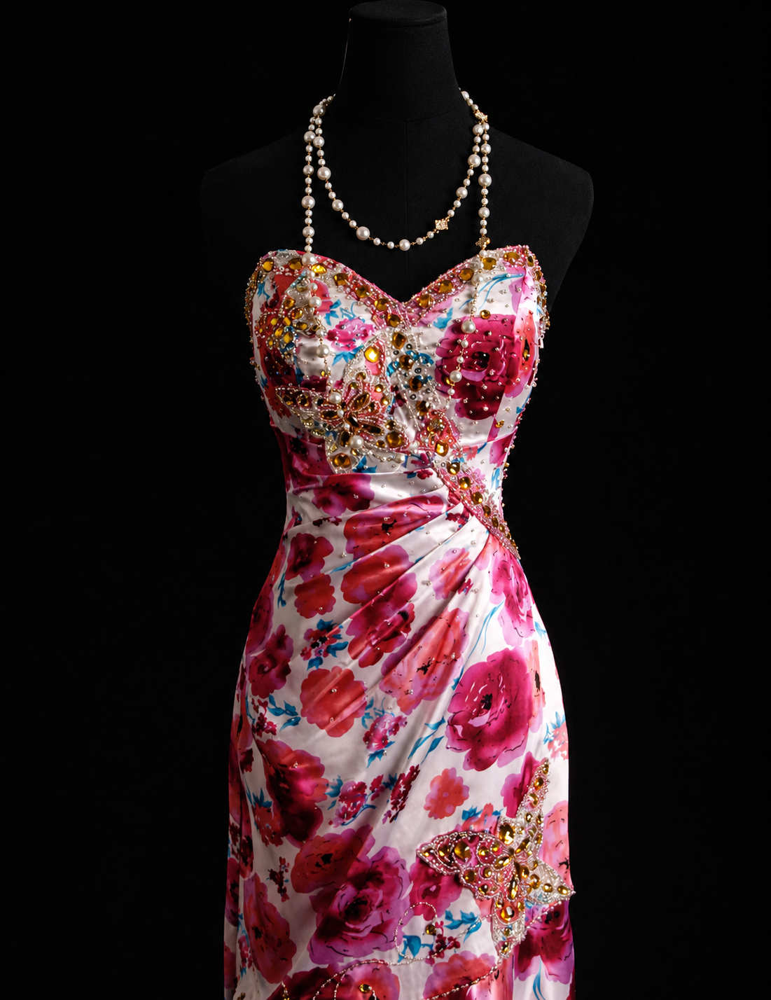 Imperial Bloom Satin Mermaid Gown