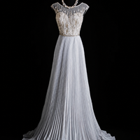 Silver Mist Pleated Ballroom Dress