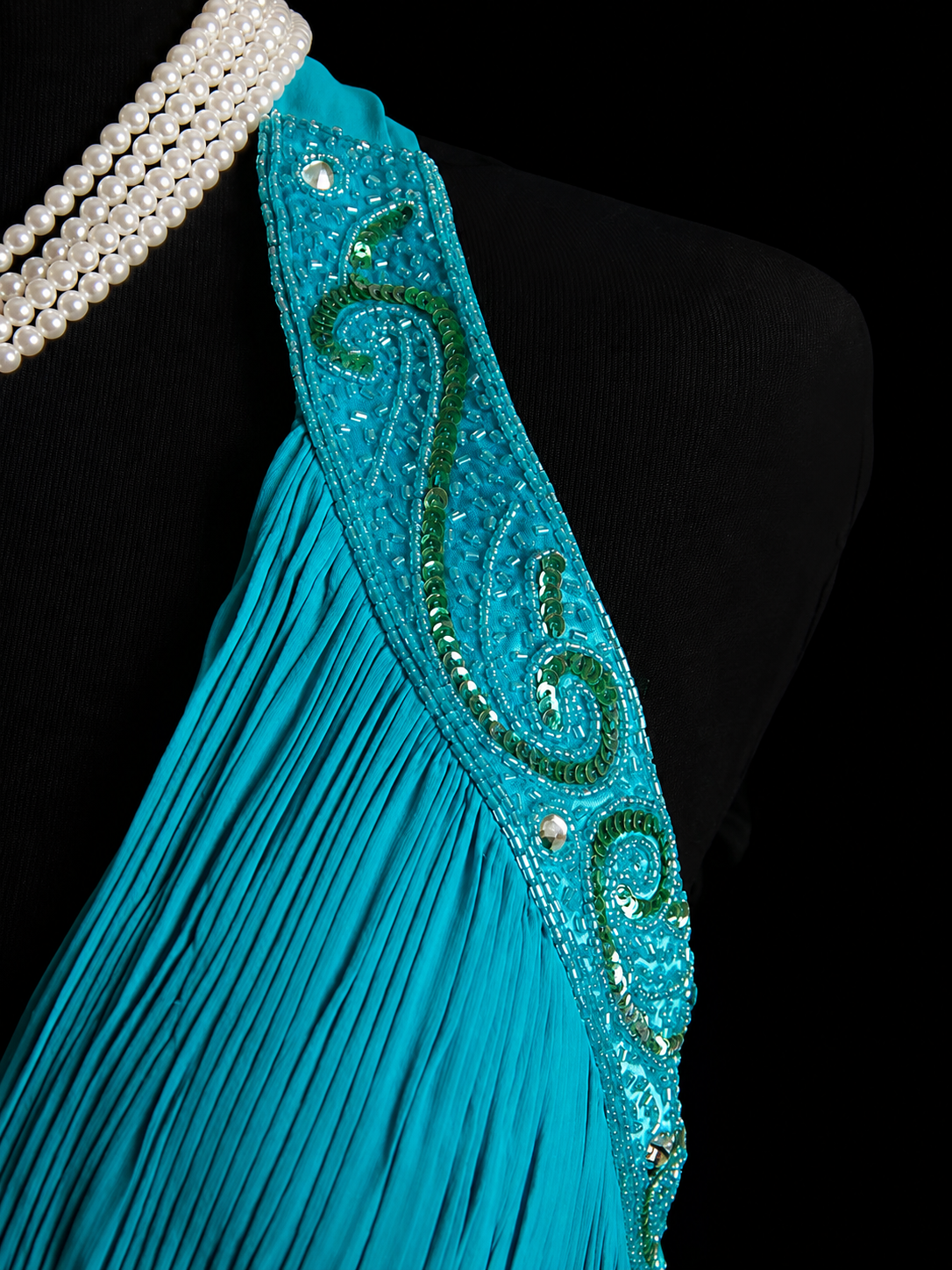 Peacock Breeze Chiffon Maxi Dress