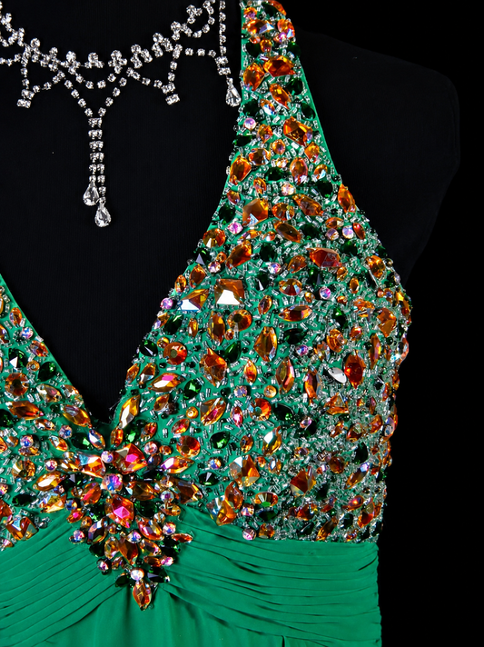 Emerald Prestige Beaded Evening Dress