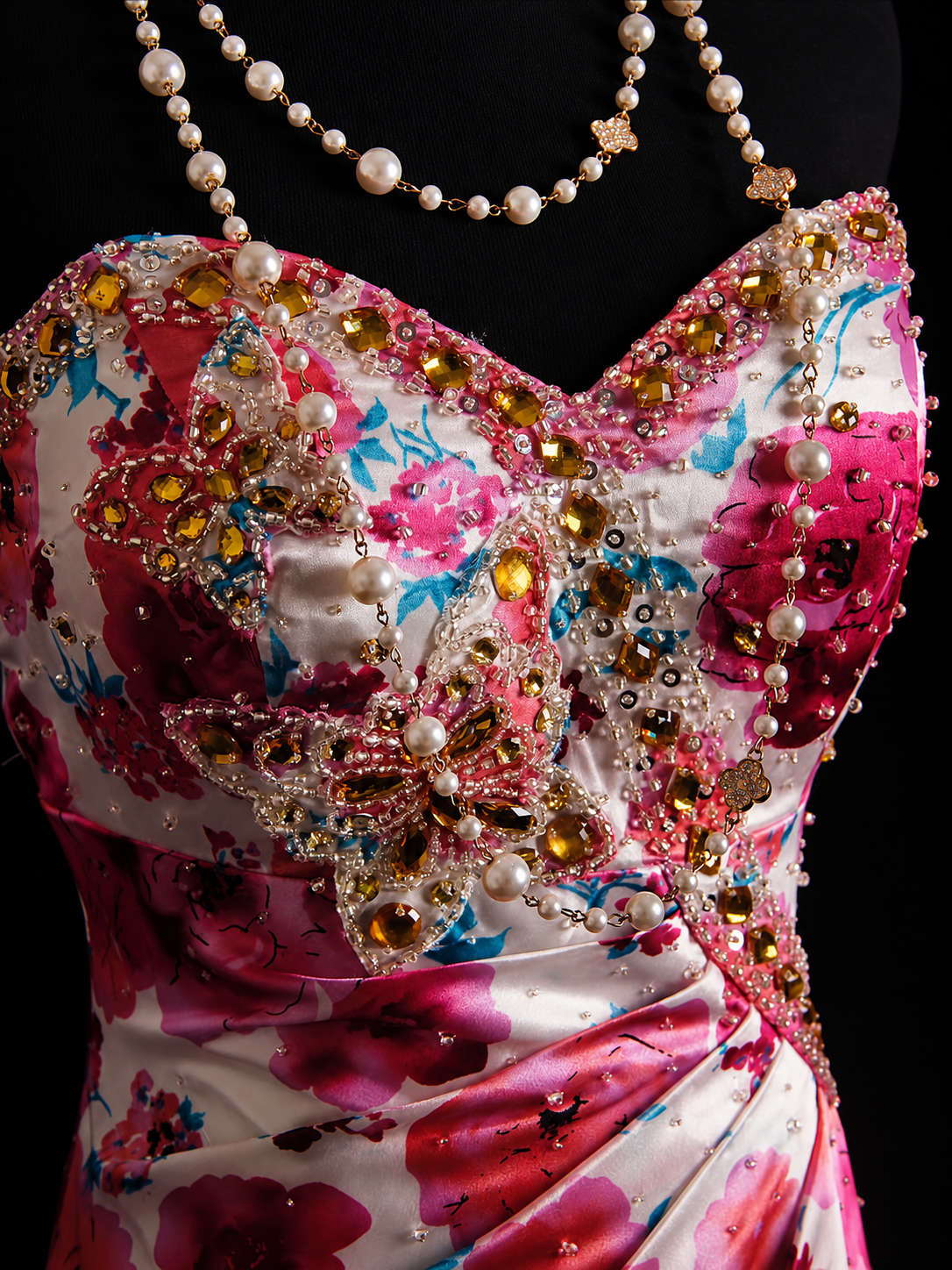 Imperial Bloom Satin Mermaid Gown