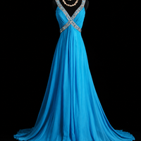 Blue Horizon Flowing Evening Dress