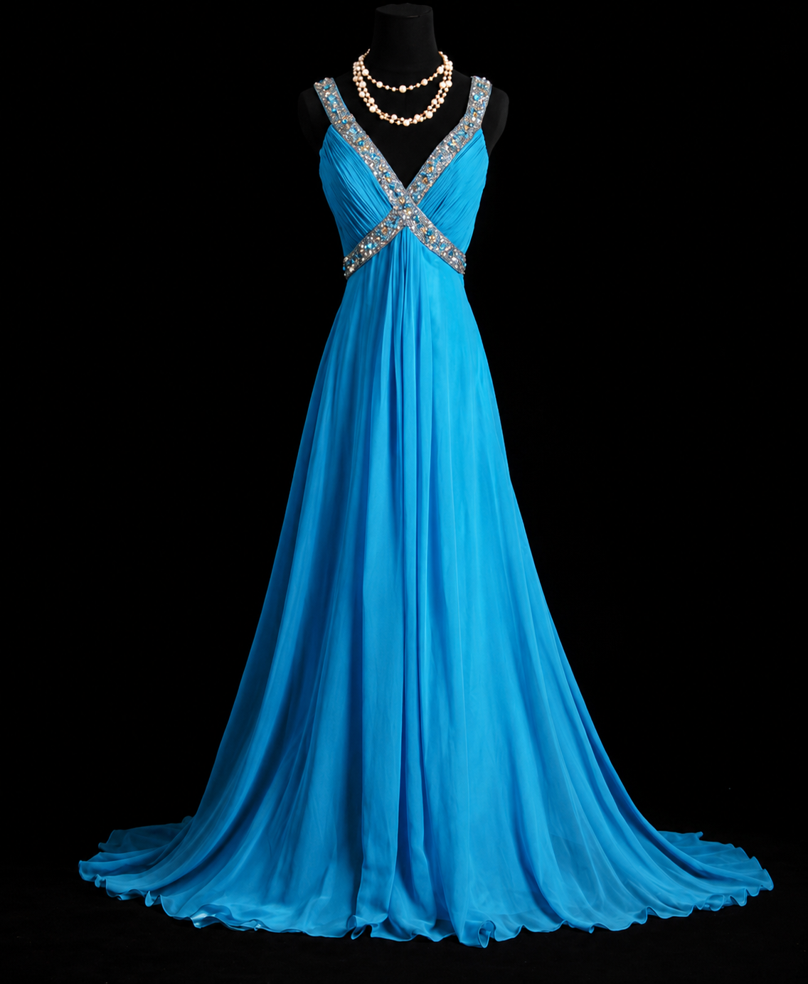 Blue Horizon Flowing Evening Dress