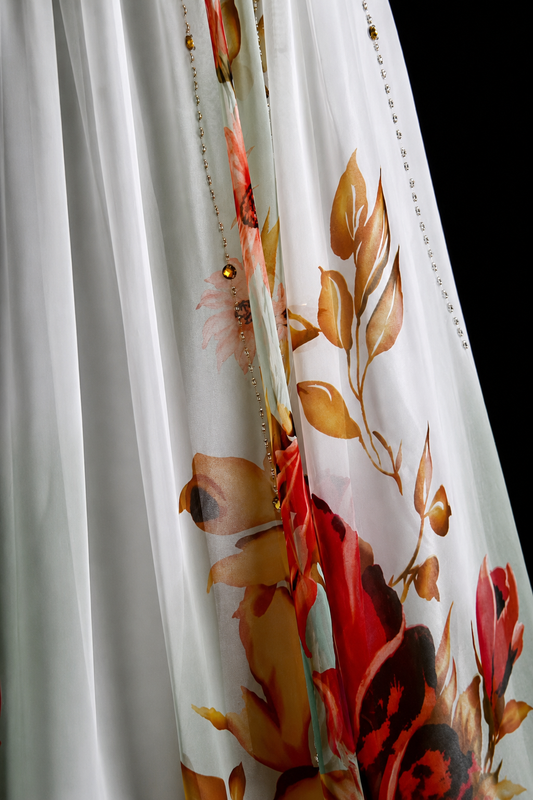 Vintage Blossom Backless Resort Gown