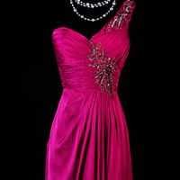 Vintage Rose One-Shoulder Gala Gown