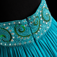 Peacock Breeze Chiffon Maxi Dress
