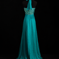 Emerald Breeze Halter Maxi Dress