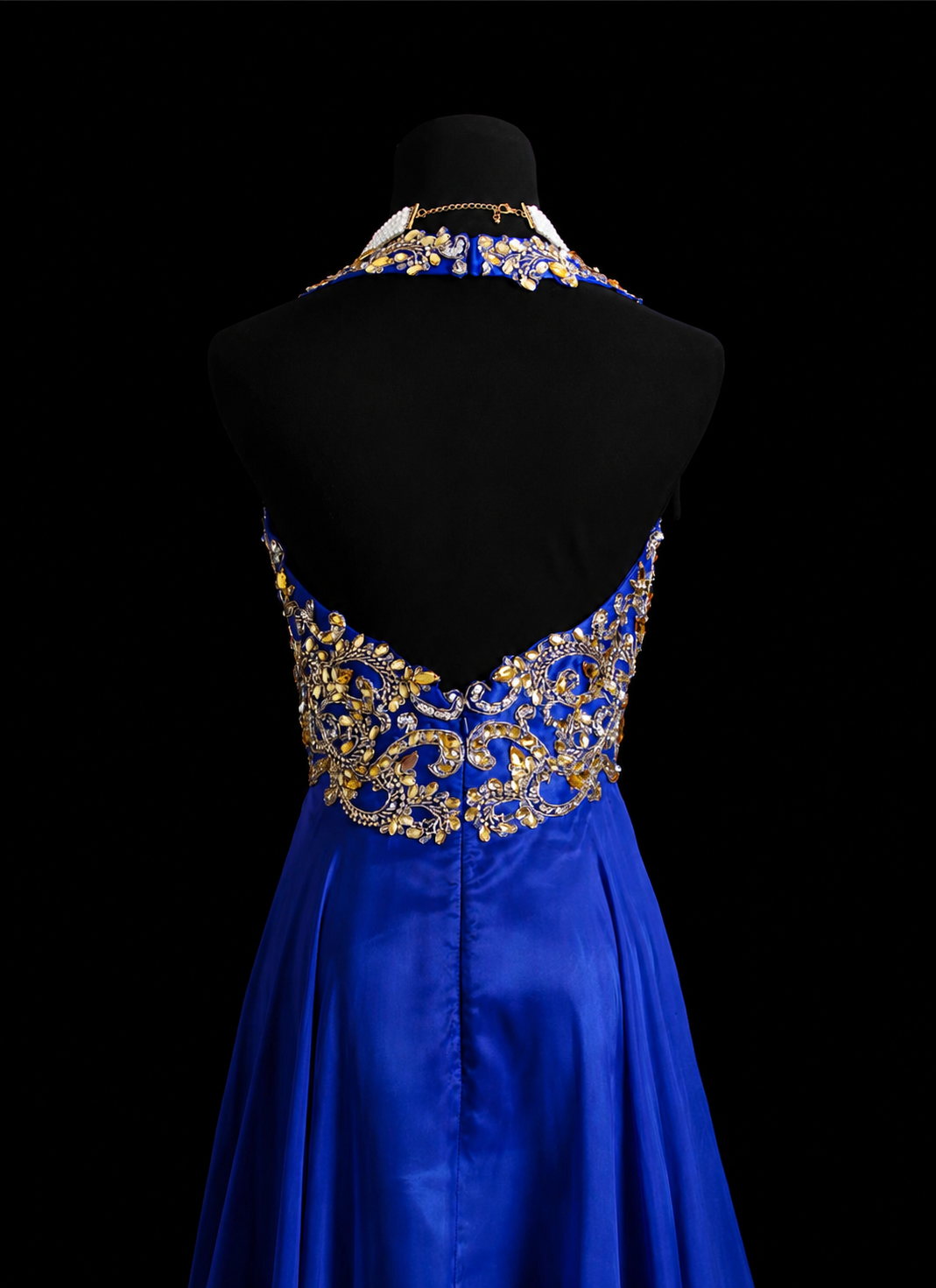 Royal Sapphire Beaded Elegance Gown