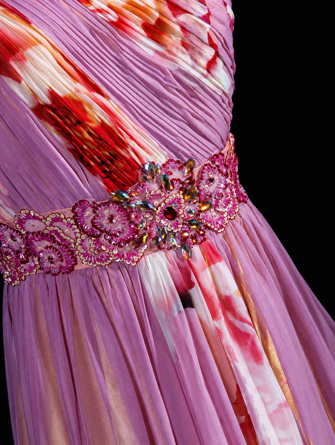 Floral Symphony One-Shoulder Gown